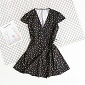 Картинка Платье на запах V - вырез принт белые цветы от магазина LonnaMag