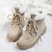 картинка Ботинки зима замша белая меховая оторочка от магазина LonnaMag