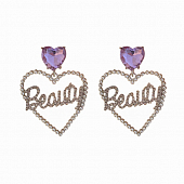 картинка Серьги фиолетовое сердце + сердце из жемчужин Beauty от магазина LonnaMag