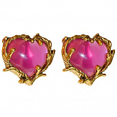 картинка Серьги крупные розовые сердца золотая окантовка барокко от магазина LonnaMag