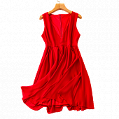 Картинка Платье без рукавов в стиле Монро юбка клеш V-вырез от магазина LonnaMag