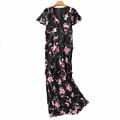 Картинка Платье макси черное в мелкую сетку принт цветы  от магазина LonnaMag