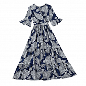 Картинка Платье макси юбка уровнями клеш грудь на запах - принт огурцы от магазина LonnaMag