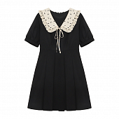 Картинка Платье мини короткий рукав на воротнике цветочки от магазина LonnaMag