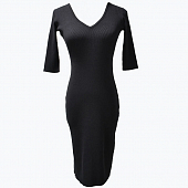 Картинка Платье миди трикотаж по фигуре рукав 2/4 V-вырез  от магазина LonnaMag