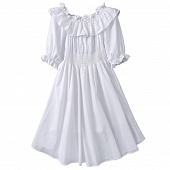 Картинка Платье миди белое на резинках воланы открытые плечи от магазина LonnaMag