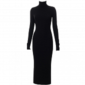 Картинка Платье макси водолазка черное в рубчик от магазина LonnaMag