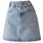 Картинка Юбка джинс мини 2 пуговицы талия сзади на резинке от магазина LonnaMag