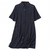 Картинка Платье рубашка на пуговицах короткий рукав клеш (черное) от магазина LonnaMag