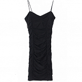 Картинка Платье мини по фигуре стрейч + сетка на сборке лямки шнурки от магазина LonnaMag