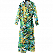 Картинка Платье миди юбка на запах длинный рукав воротник принт узоры абстракция от магазина LonnaMag