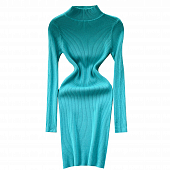 Картинка Платье трикотаж водолазка мини короткий ворот рубчик от магазина LonnaMag