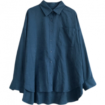 Рубашка oversize слегка вельветовая 1 карман (синяя)