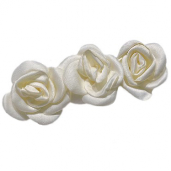 Заколка для волос автомат 3 белых тканевых цветка розы
