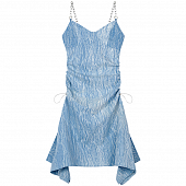 Картинка Платье мини под джинсу по бокам сборка лямки цепи от магазина LonnaMag