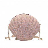 картинка Сумка клатч в виде ракушки с блестками ремешок цепь от магазина LonnaMag