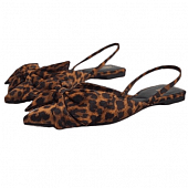 картинка Мюли леопардовый принт с ремешком острый нос большой бант от магазина LonnaMag