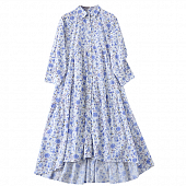 Картинка Платье макси клеш принт синие цветы верх рубашкой от магазина LonnaMag