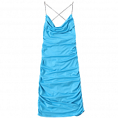 Картинка Платье по фигуре на сборке черные лямки-шнурки открытая спина от магазина LonnaMag