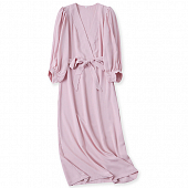 Картинка Платье макси глубокий V-вырез на запах пояс (розовое) от магазина LonnaMag
