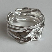 картинка Кольцо шикрое открытое мятый металл волнами от магазина LonnaMag
