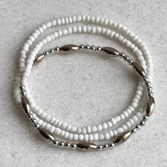 Ожерелье из бисера на половину серебряные овальные бусины