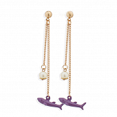 картинка Серьги длинные цепочки снизу бусина и акула от магазина LonnaMag