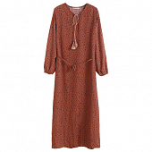 Картинка Платье макси завязки с кисточками черные пятнышки от магазина LonnaMag