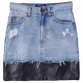 Картинка Юбка мини джинс пришита черная эко кожа снизу от магазина LonnaMag