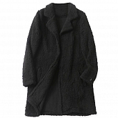 Картинка Пальто черное плюшевое кудрявый мех от магазина LonnaMag