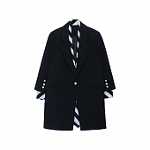 Картинка Пиджак длинный (платье) полосатый чб галстук и манжеты от магазина LonnaMag