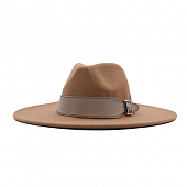 картинка Шляпа федора широкие поля + светлый ремешок (16 цветов) от магазина LonnaMag