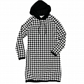 Картинка Платье толстовка спорт крупная гусиная лапка черный капюшон от магазина LonnaMag