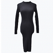 Картинка Платье миди по фигуре плотный трикотаж широкий рубчик ворот стойка от магазина LonnaMag