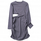 Картинка Платье мини стрейч по фигуре вырез на талии сборка длинные рукава от магазина LonnaMag