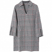 Картинка Платье прямое гусиная лапка клетка воротник молнии на рукавах от магазина LonnaMag