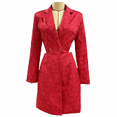 Картинка Платье жакет красное принт розы вырезы и 2 пуговицы на талии от магазина LonnaMag