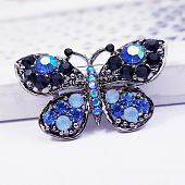 картинка Брошь "Бабочка" черный металл + стразы от магазина LonnaMag