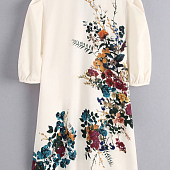 Картинка Платье трапеция мини ассиметричный принт цветы от магазина LonnaMag