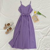 Картинка Платье летнее миди на лямках разрез сбоку + пояс от магазина LonnaMag