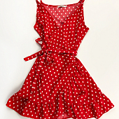 Картинка Платье на запах на завязках на лямках горох от магазина LonnaMag