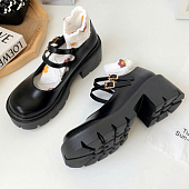 картинка Туфли 2 тонких ремешка массивная подошва + каблук матовые от магазина LonnaMag