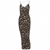 Платье леопардовое макси 3 тонких лямки
