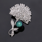 картинка Брошь в стразах цветок темная жемчужина от магазина LonnaMag