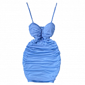 Картинка Платье на тонких лямках однотон драпировка мелкая сетка  от магазина LonnaMag