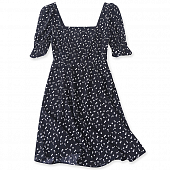 Картинка Платье шифон мелкие белые цветы рукав фонарик квадратный вырез от магазина LonnaMag