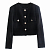 Картинка Жакет укороченный черный однотон круглый вырез 6 пуговиц с узором от магазина LonnaMag