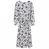 Картинка Платье миди черный принт цветы акварелью + пояс от магазина LonnaMag