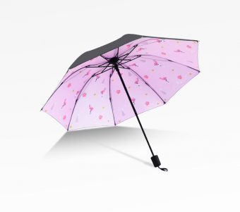 Зонт с внутренней стороны принт фламинго цветы точки