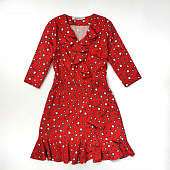 Картинка Платье мини рюши эффект запаха принт белые звезды от магазина LonnaMag